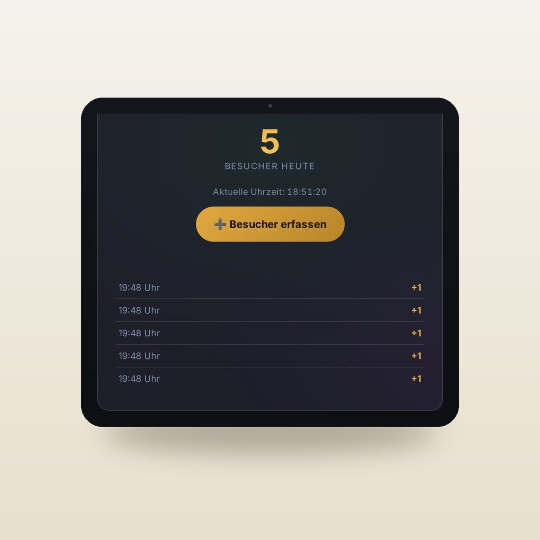 Erfassung am Tablet mit einem Tastendruck